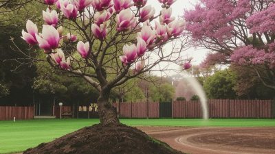 Foto langkah demi langkah tentang cara menanam bunga magnolia, termasuk memilih lokasi penanaman, menyiapkan tanah, menanam pohon, dan merawatnya