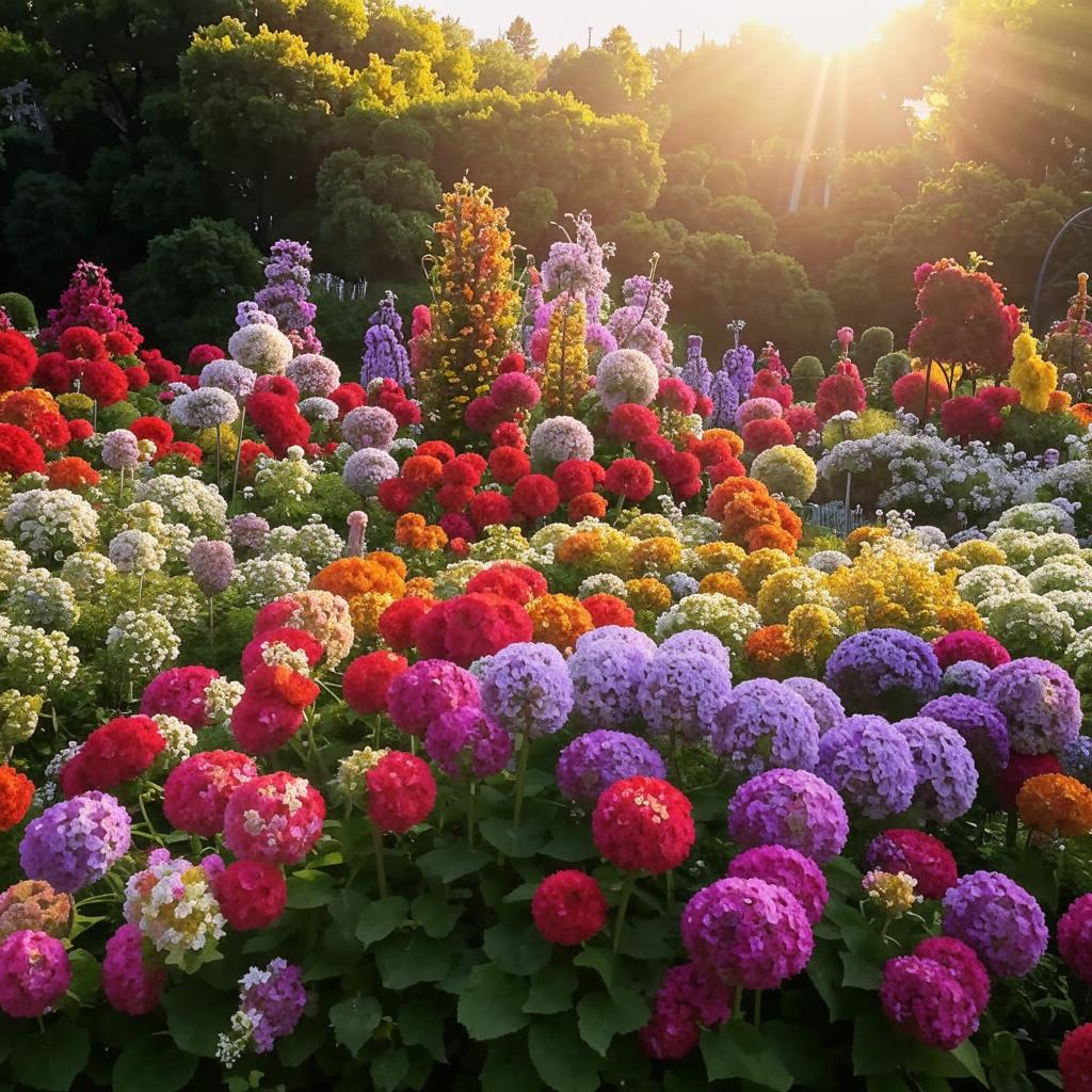 Gambar bunga phlox yang indah dan mekar penuh dengan latar belakang taman yang asri