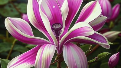 Gambar yang menampilkan berbagai jenis bunga magnolia dengan warna dan bentuk yang menawan