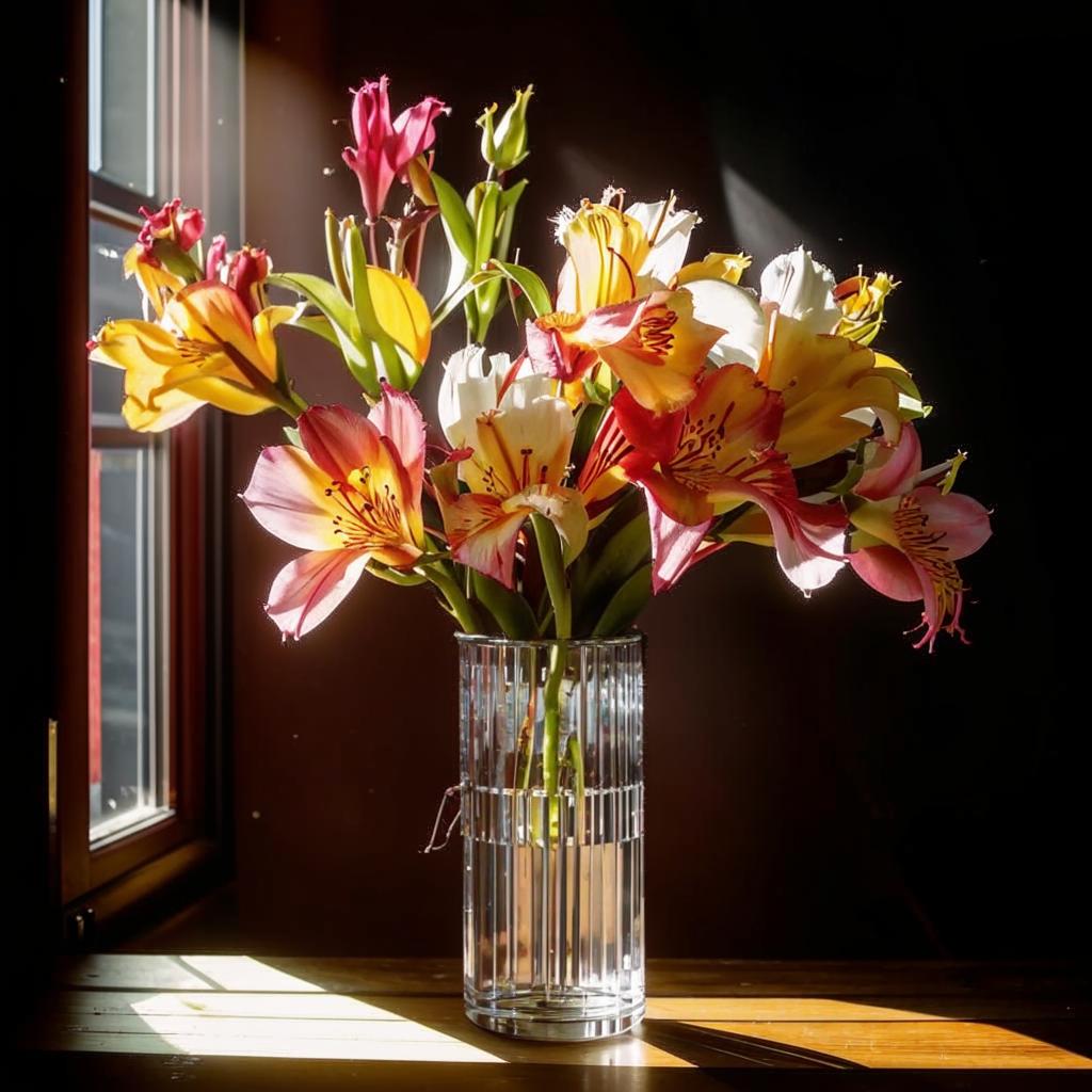 Foto bunga Alstroemeria yang penuh warna dan menawan, melambangkan dukungan dan keindahan