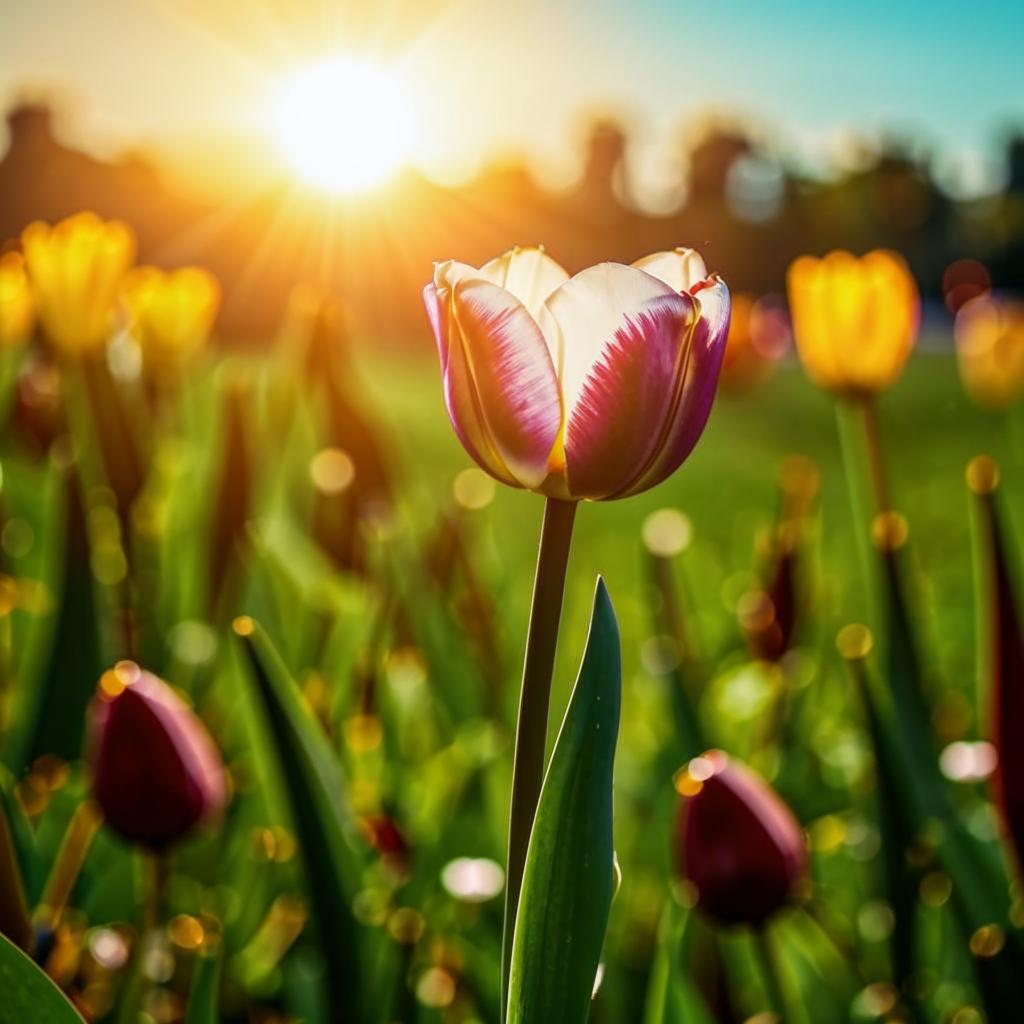 Tulip warna-warni yang melambangkan kedamaian, persatuan, dan keindahan abadi