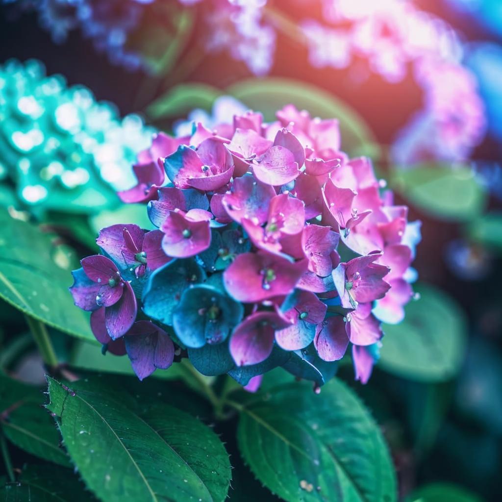 Gambar bunga hydrangea yang indah dengan warna-warna cerah dan tekstur yang unik