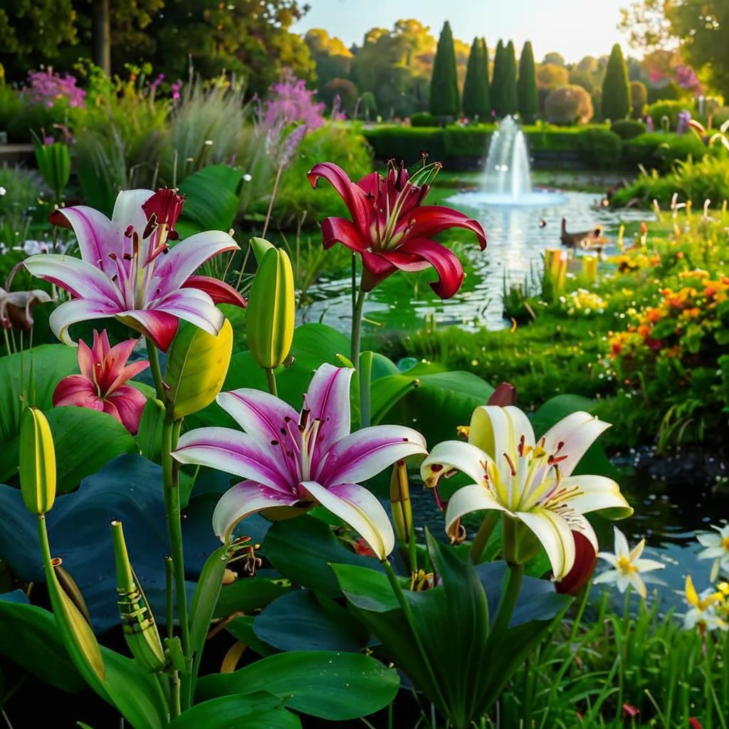 Bunga Lili yang menawan untuk menghias taman dan lanskap, meningkatkan daya tarik visual dan menambah keindahan lingkungan luar ruangan.